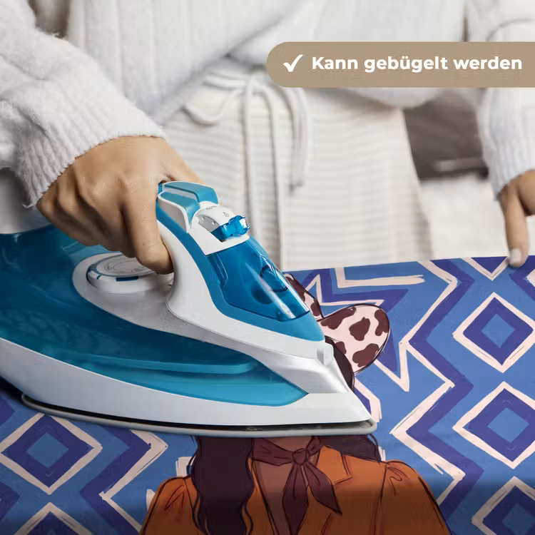 Vrouw - Cowboyhoed - Portret - Modern - Blauw Wandkleed katoen klein -tsfeer9_DE