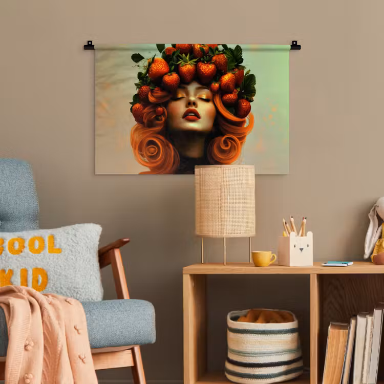 Vrouw - Aardbeien - Kroon Wandkleed katoen klein -wsfeer4_kind