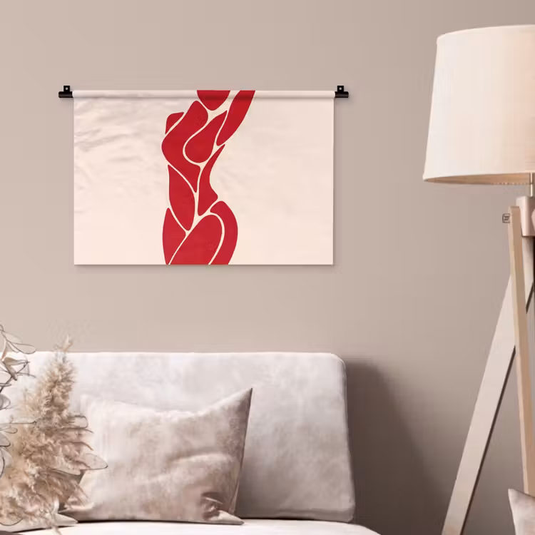 Vrouw - Figuur - Abstract - Modern - Rood Wandkleed katoen klein -sfeer4