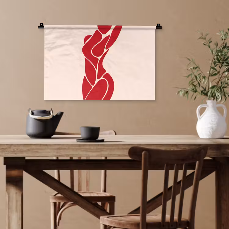 Vrouw - Figuur - Abstract - Modern - Rood Wandkleed katoen klein -sfeer6