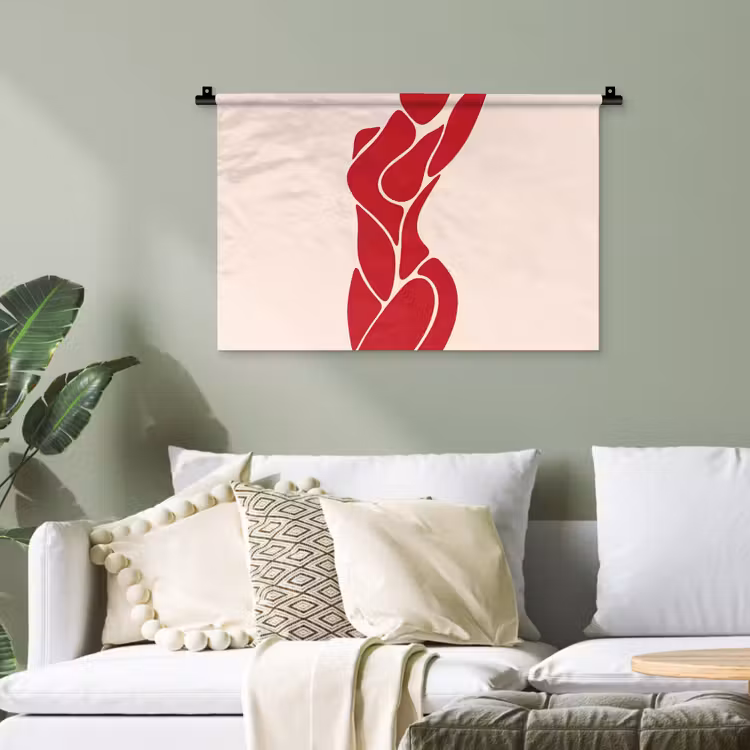 Vrouw - Figuur - Abstract - Modern - Rood Wandkleed katoen klein -sfeer7