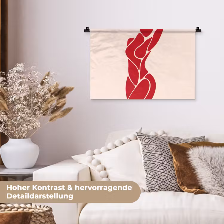 Vrouw - Figuur - Abstract - Modern - Rood Wandkleed katoen klein -tsfeer1_DE