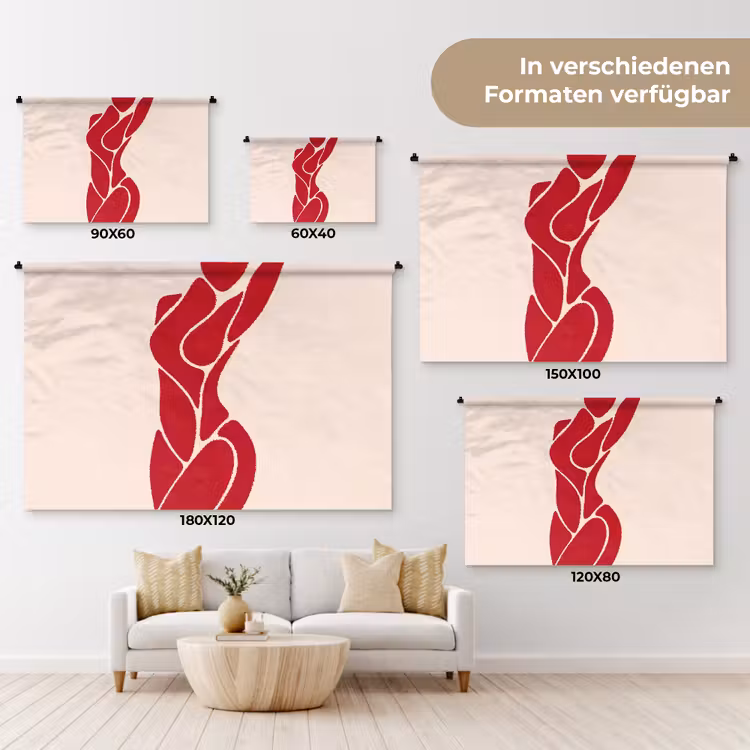 Vrouw - Figuur - Abstract - Modern - Rood Wandkleed katoen klein -tsfeer8_DE