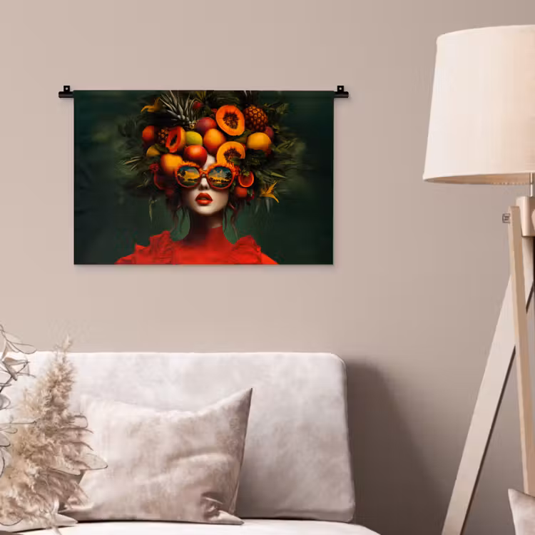 Vrouw - Vruchten - Papaja - Ananas Wandkleed katoen klein -sfeer4