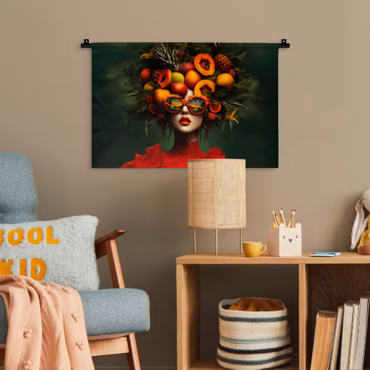 Vrouw - Vruchten - Papaja - Ananas Wandkleed katoen klein -wsfeer4_kind