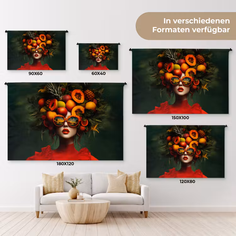 Vrouw - Vruchten - Papaja - Ananas Wandkleed katoen klein -tsfeer8_DE