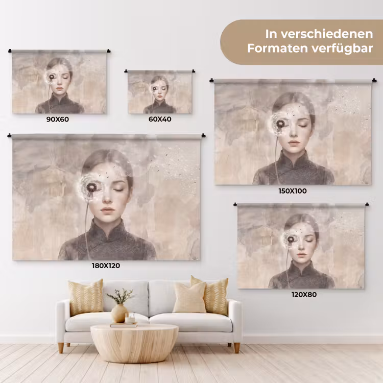 Vrouw - Sereen - Grijs Wandkleed katoen klein -tsfeer8_DE
