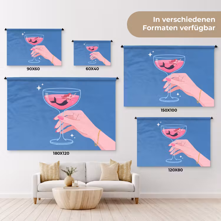 Vrouw - Glas - Abstract - Roze - Blauw Wandkleed katoen klein -tsfeer8_DE