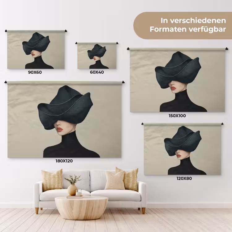 Vrouw - Groen - Hoed Wandkleed katoen klein -tsfeer8_DE