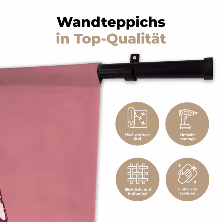 Vrouw - Hoed - Portret - Illustratie - Roze Wandkleed katoen klein -tsfeer2_DE