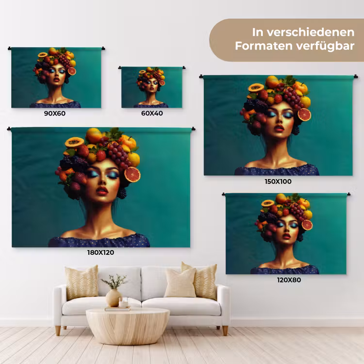 Vrouw - Hoodtooi - Tropisch - Fruit - Druiven Wandkleed katoen klein -tsfeer8_DE