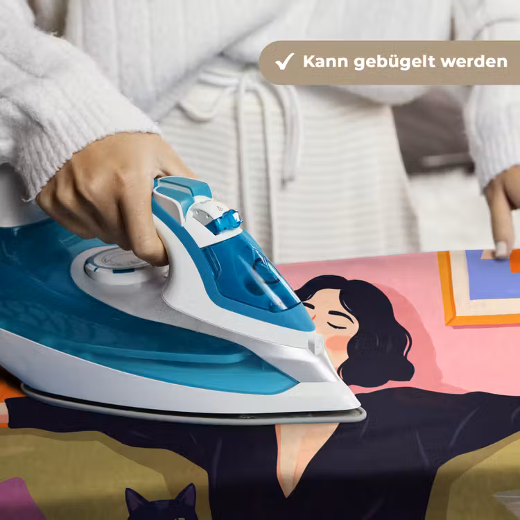 Vrouw - Kat - Interieur - Modern - Kleurrijk Wandkleed katoen klein -tsfeer9_DE