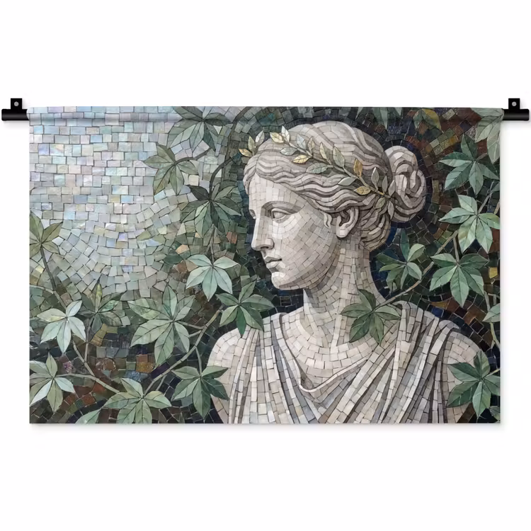 Vrouw - Klassiek - Mozaiëk - Natuur - Groen Wandkleed katoen klein -zz3d