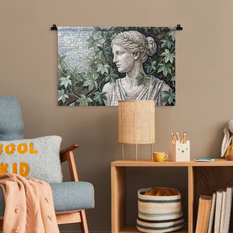Vrouw - Klassiek - Mozaiëk - Natuur - Groen Wandkleed katoen klein -wsfeer4_kind