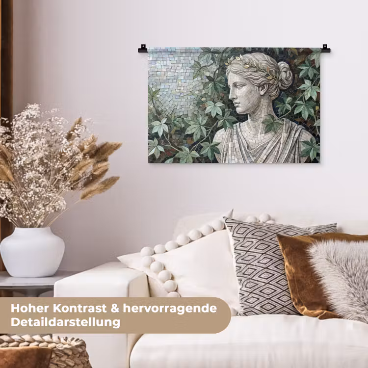 Vrouw - Klassiek - Mozaiëk - Natuur - Groen Wandkleed katoen klein -tsfeer1_DE