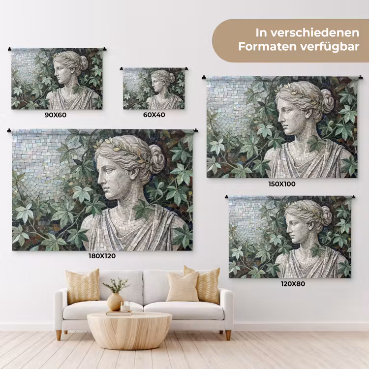 Vrouw - Klassiek - Mozaiëk - Natuur - Groen Wandkleed katoen klein -tsfeer8_DE