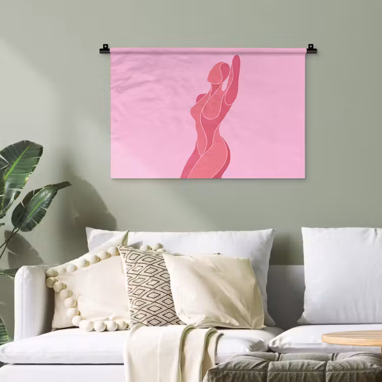 Vrouw - Lichaam - Abstract - Roze Wandkleed katoen klein -sfeer7