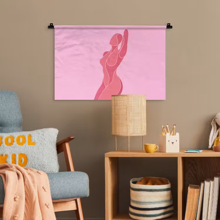 Vrouw - Lichaam - Abstract - Roze Wandkleed katoen klein -wsfeer4_kind