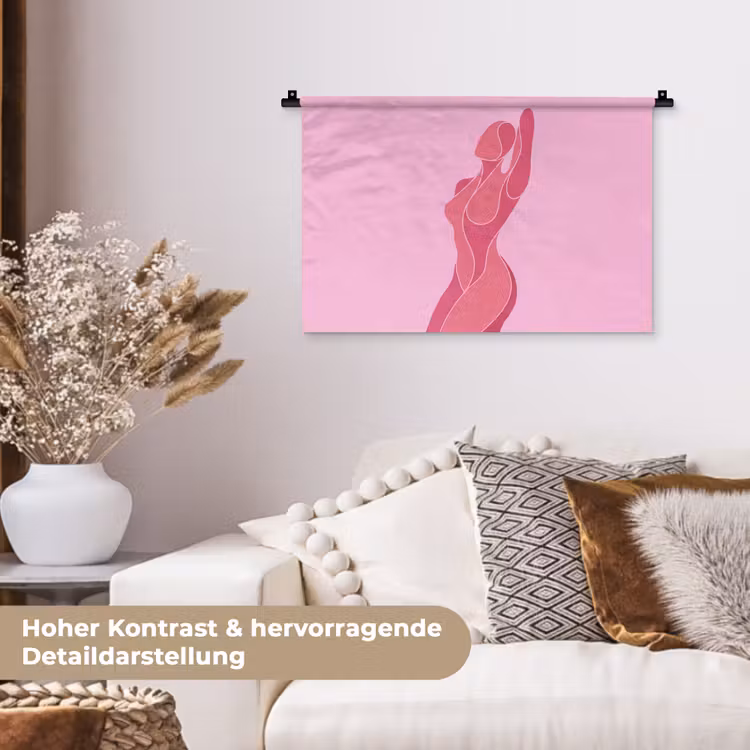 Vrouw - Lichaam - Abstract - Roze Wandkleed katoen klein -tsfeer1_DE