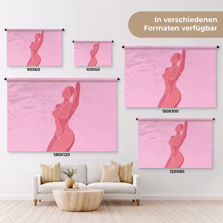 Vrouw - Lichaam - Abstract - Roze Wandkleed katoen klein -tsfeer8_DE
