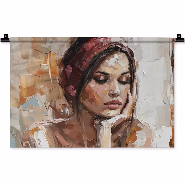 Vrouw - Verflook - Portret - Modern Wandkleed katoen klein -zz3d