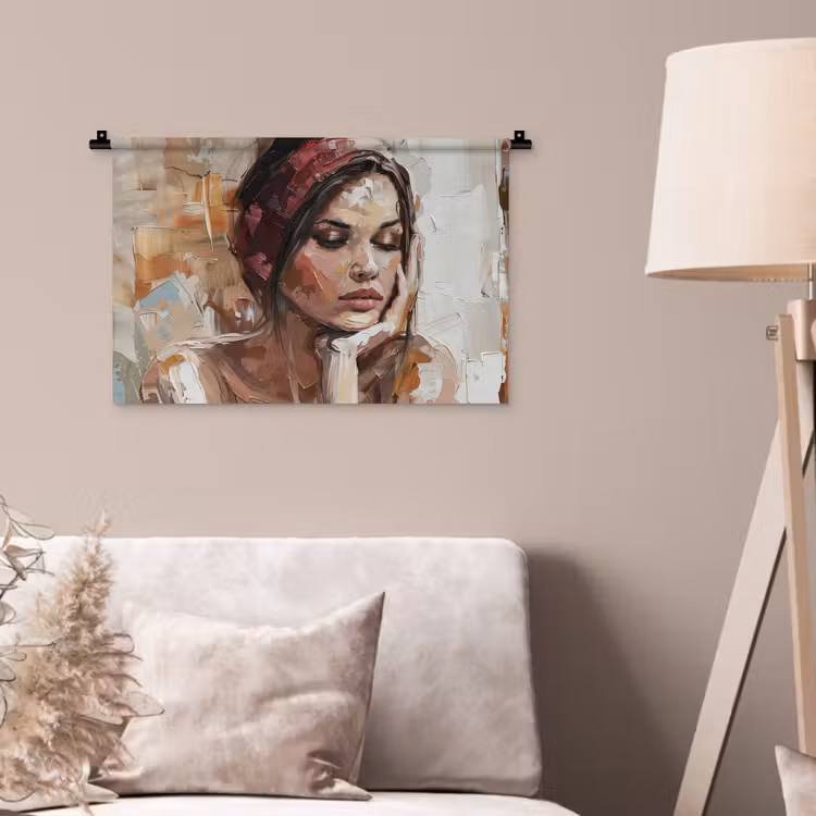 Vrouw - Verflook - Portret - Modern Wandkleed katoen klein -sfeer4