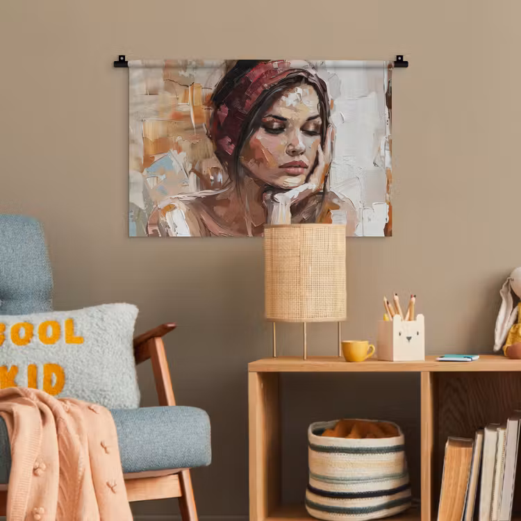Vrouw - Verflook - Portret - Modern Wandkleed katoen klein -wsfeer4_kind