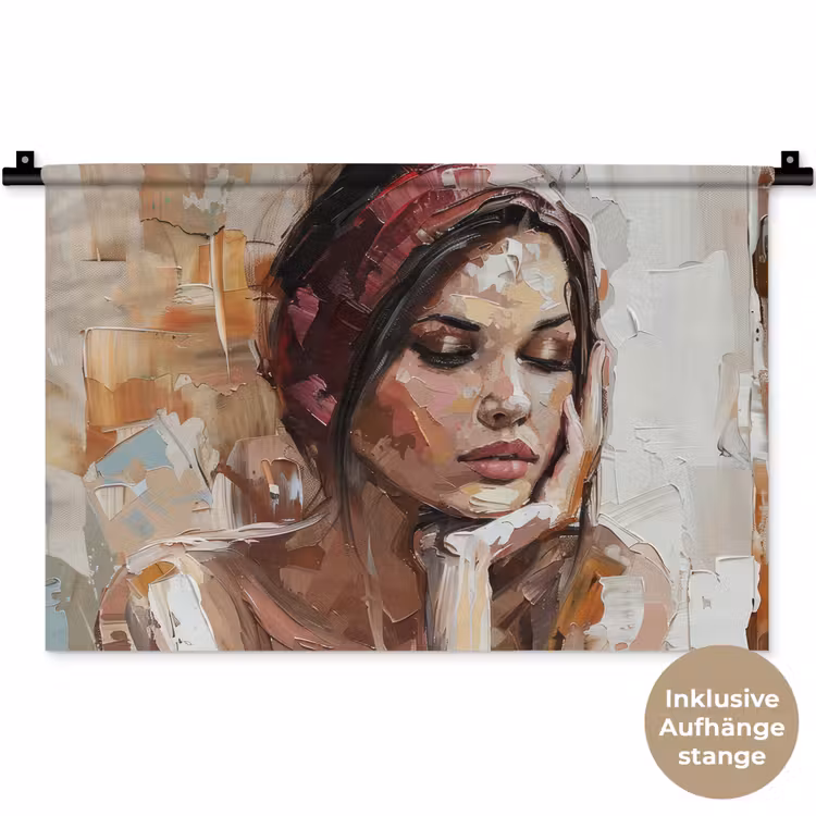 Vrouw - Verflook - Portret - Modern Wandkleed katoen klein -t3d_DE