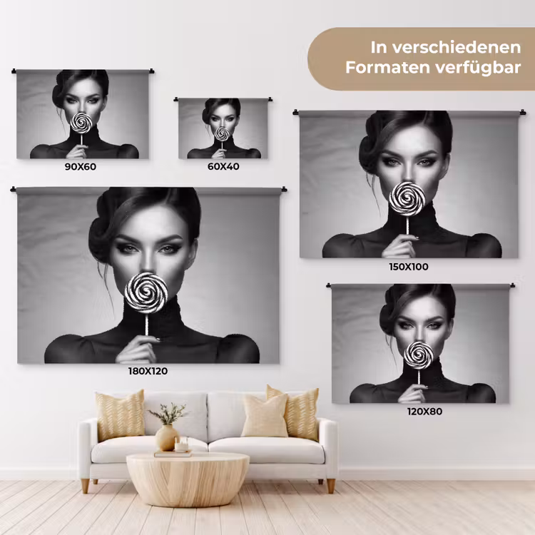 Vrouw - Lolly - Zwart Wandkleed katoen klein -tsfeer8_DE