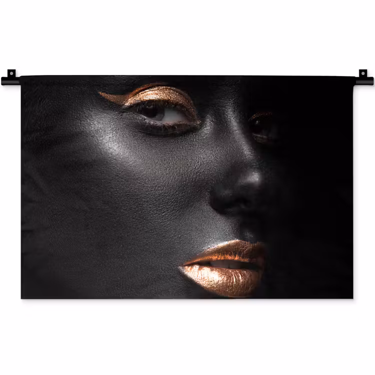 Vrouw - Make-up - Koper - Zwart Wandkleed katoen klein -zz3d