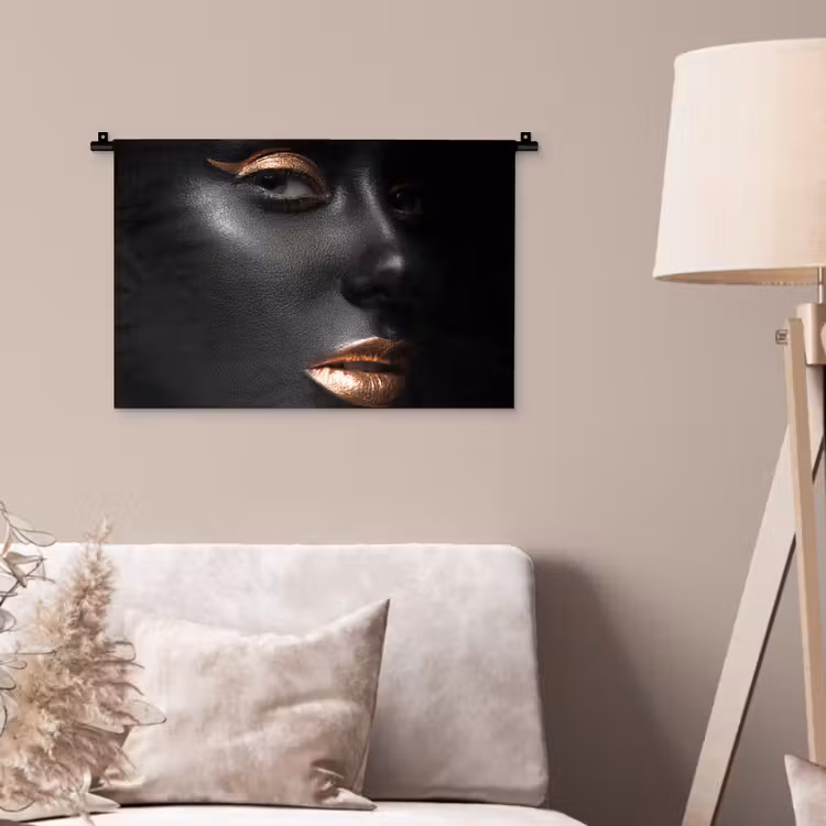 Vrouw - Make-up - Koper - Zwart Wandkleed katoen klein -sfeer4