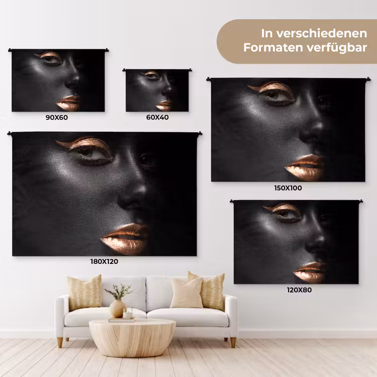 Vrouw - Make-up - Koper - Zwart Wandkleed katoen klein -tsfeer8_DE