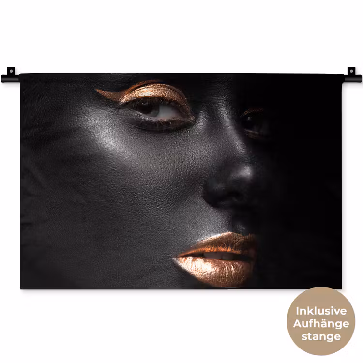 Vrouw - Make-up - Koper - Zwart Wandkleed katoen klein -t3d_DE