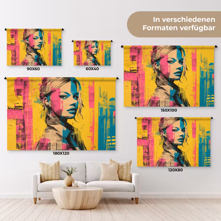 Vrouw - Verfstrepen - Gekleurd Wandkleed katoen klein -tsfeer8_DE