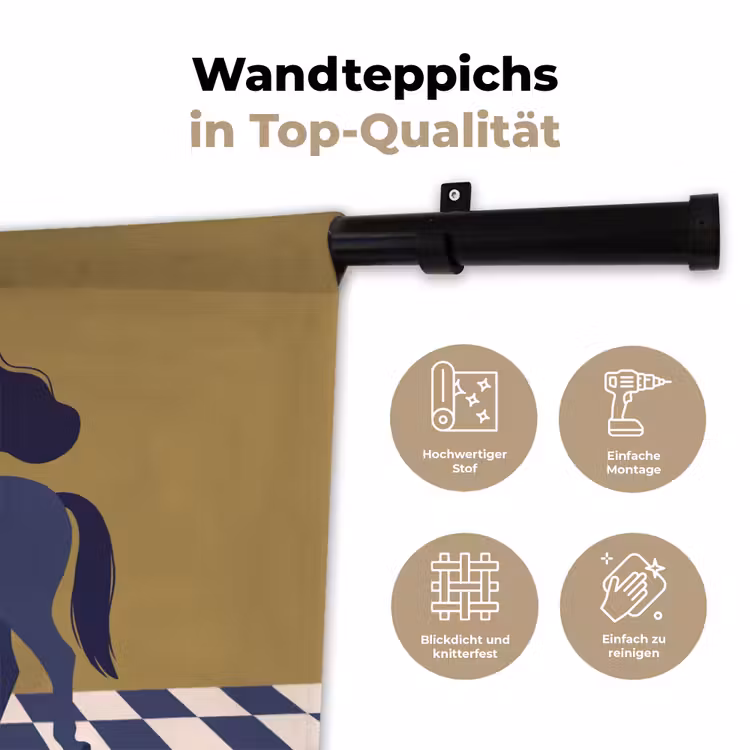 Vrouw - Paard - Rijden - Modern - Abstract Wandkleed katoen klein -tsfeer2_DE