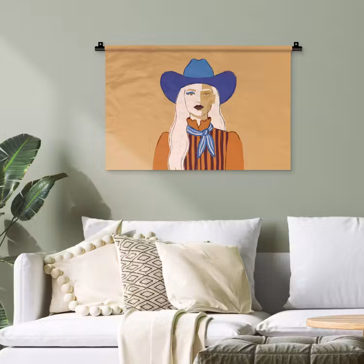 Vrouw - Portret - Abstract - Kleurrijk - Modern Wandkleed katoen klein -sfeer7