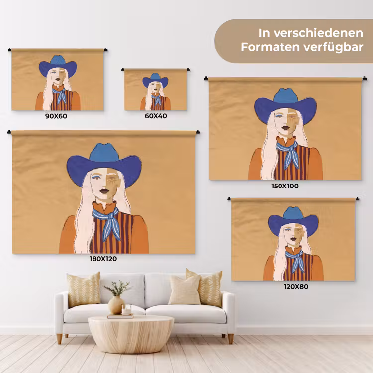 Vrouw - Portret - Abstract - Kleurrijk - Modern Wandkleed katoen klein -tsfeer8_DE