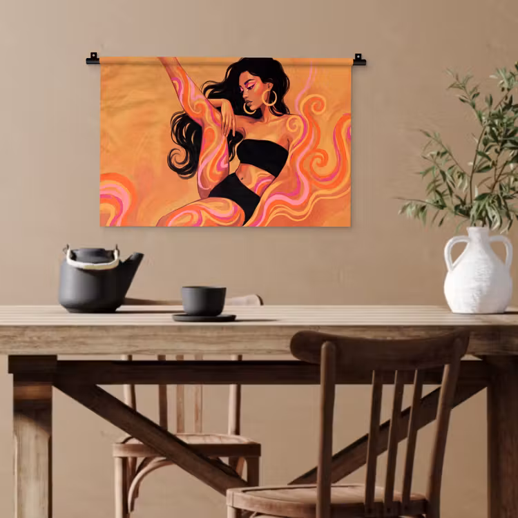 Vrouw - Portret - Abstract - Modern - Kleurrijk Wandkleed katoen klein -sfeer6