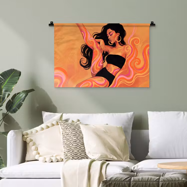 Vrouw - Portret - Abstract - Modern - Kleurrijk Wandkleed katoen klein -sfeer7