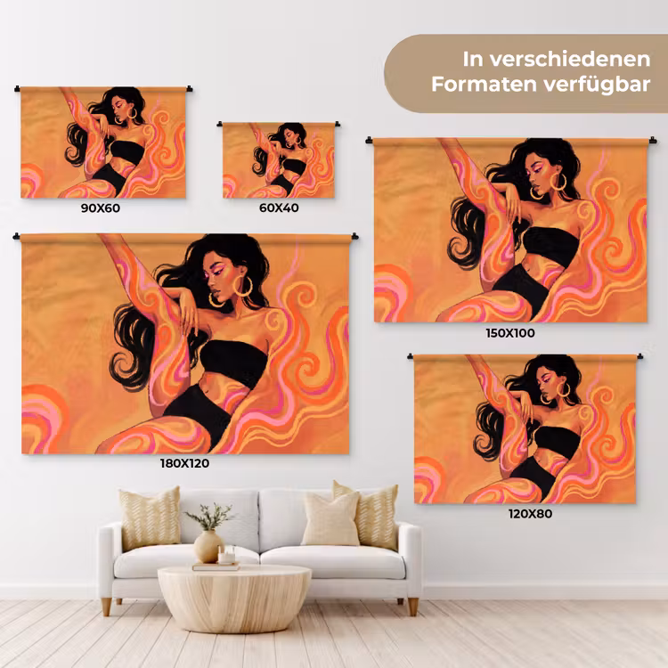 Vrouw - Portret - Abstract - Modern - Kleurrijk Wandkleed katoen klein -tsfeer8_DE