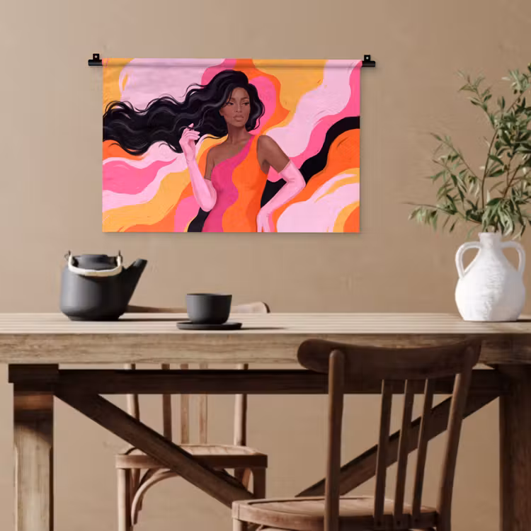 Vrouw - Portret - Kleurrijk - Modern - Kunst Wandkleed katoen klein -sfeer6