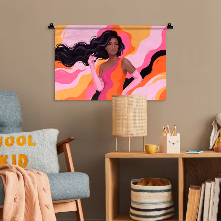 Vrouw - Portret - Kleurrijk - Modern - Kunst Wandkleed katoen klein -wsfeer4_kind