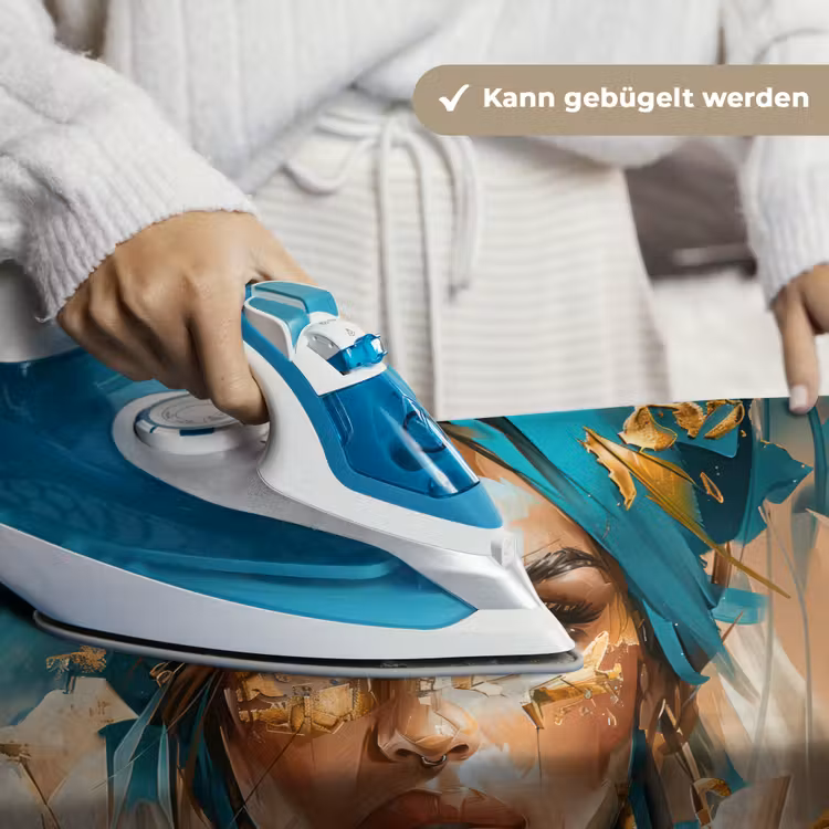 Vrouw - Portret - Goud - Luxe - Blauw Wandkleed katoen klein -tsfeer9_DE