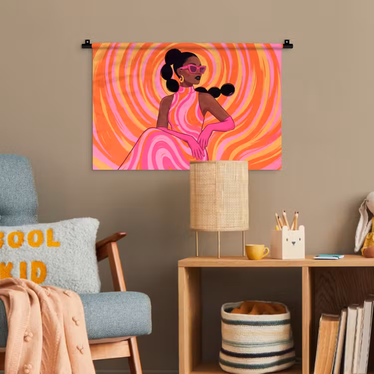 Vrouw - Portret - Kunst - Abstract - Roze Wandkleed katoen klein -wsfeer4_kind