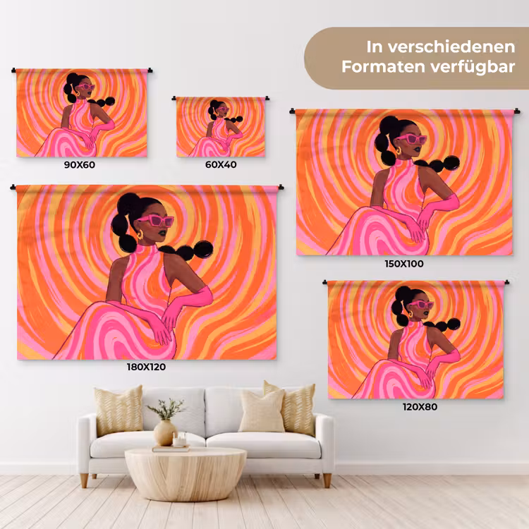 Vrouw - Portret - Kunst - Abstract - Roze Wandkleed katoen klein -tsfeer8_DE