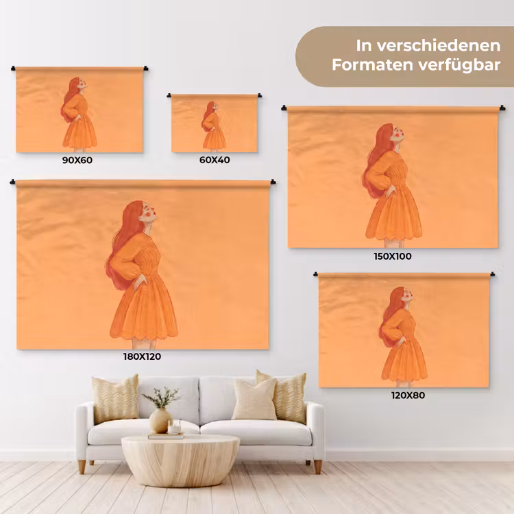 Vrouw - Profiel - Mensen - Modern - Oranje Wandkleed katoen klein -tsfeer8_DE