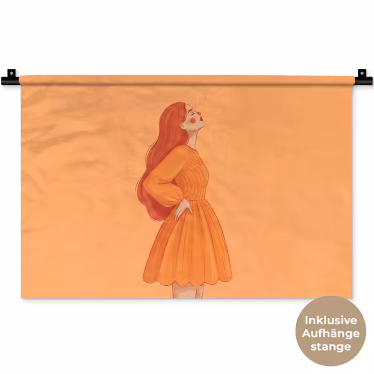 Vrouw - Profiel - Mensen - Modern - Oranje Wandkleed katoen klein -t3d_DE