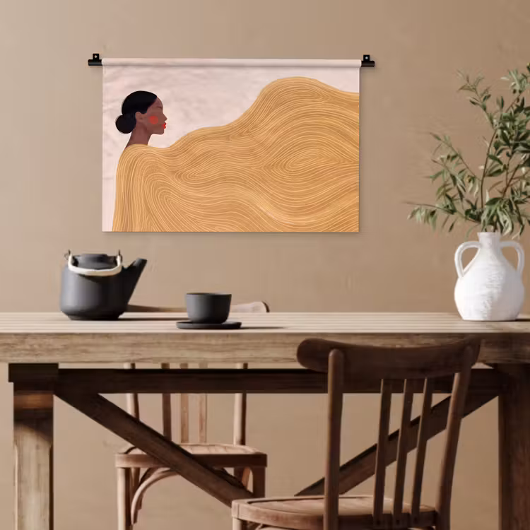 Vrouw - Profiel - Modern - Abstract - Kunst Wandkleed katoen klein -sfeer6