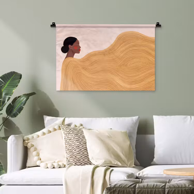 Vrouw - Profiel - Modern - Abstract - Kunst Wandkleed katoen klein -sfeer7