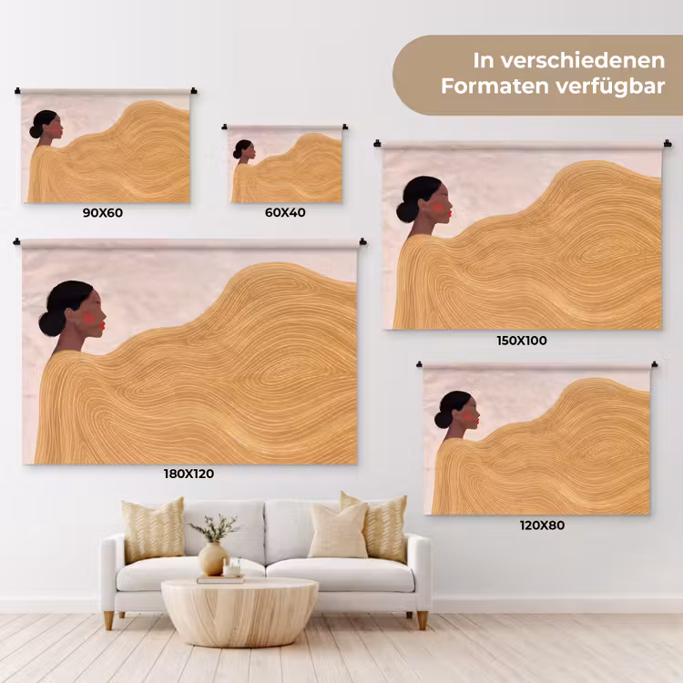 Vrouw - Profiel - Modern - Abstract - Kunst Wandkleed katoen klein -tsfeer8_DE